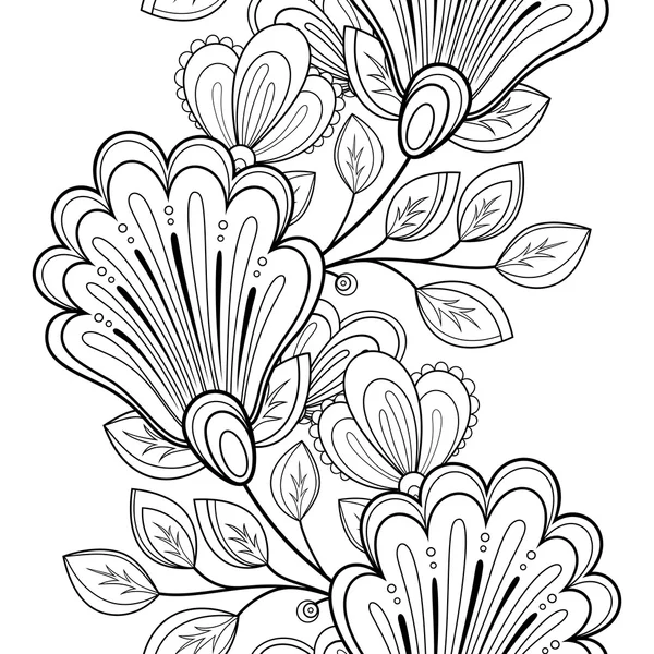 Motif floral monochrome sans couture — Image vectorielle