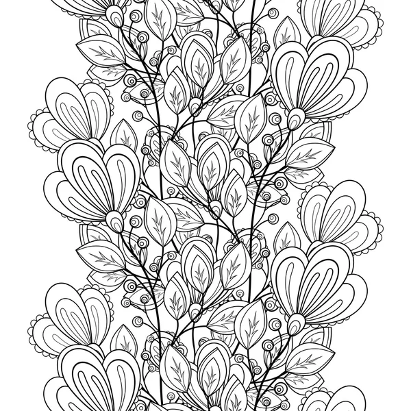 Seamless Monochrome Floral Pattern — Stock Vector