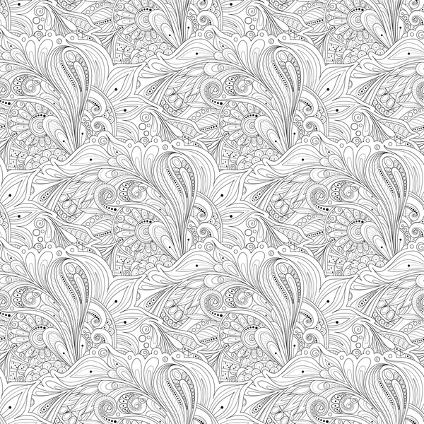 Motif floral monochrome sans couture — Image vectorielle