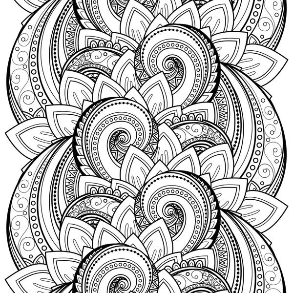 Patrón floral monocromo inconsútil — Vector de stock