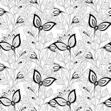 Kusursuz tek renkli çiçekli desen.