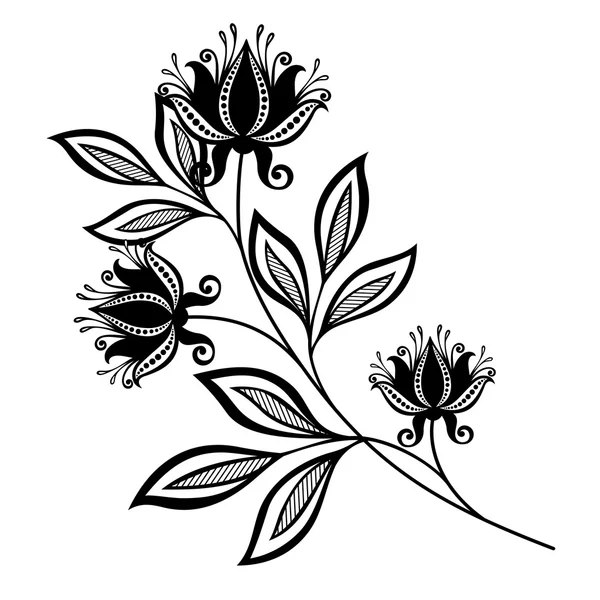 Beautiful Abstract Black Flower — Stock Vector