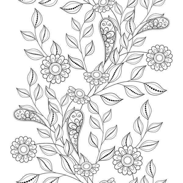 Patrón floral monocromo inconsútil — Vector de stock