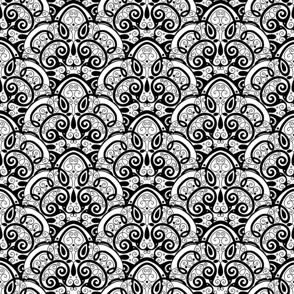 Motif orné monochrome sans couture — Image vectorielle