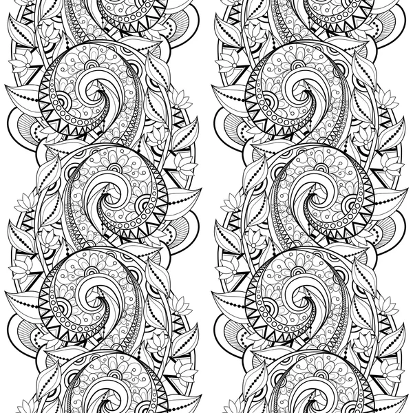 Patrón floral monocromo inconsútil — Vector de stock