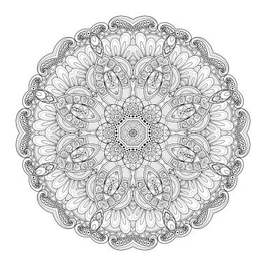 Deco tek renkli kontur Mandala