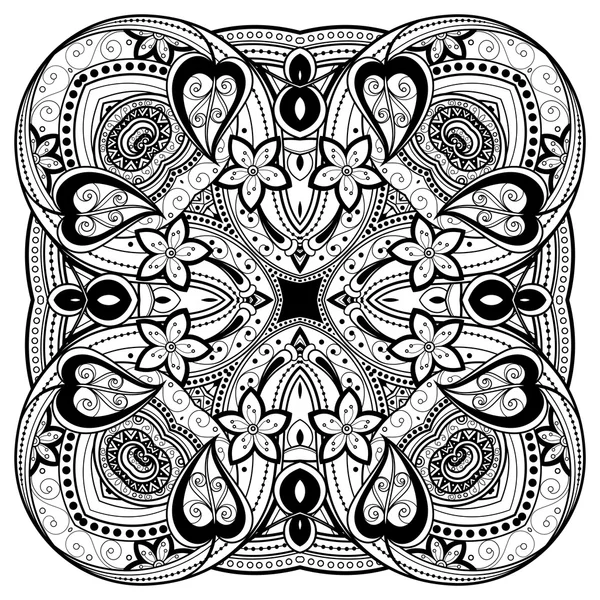 Deco Monocromático Contour Mandala — Vetor de Stock