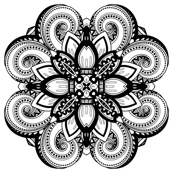 Deco Monochrome Contour Mandala — Stock Vector