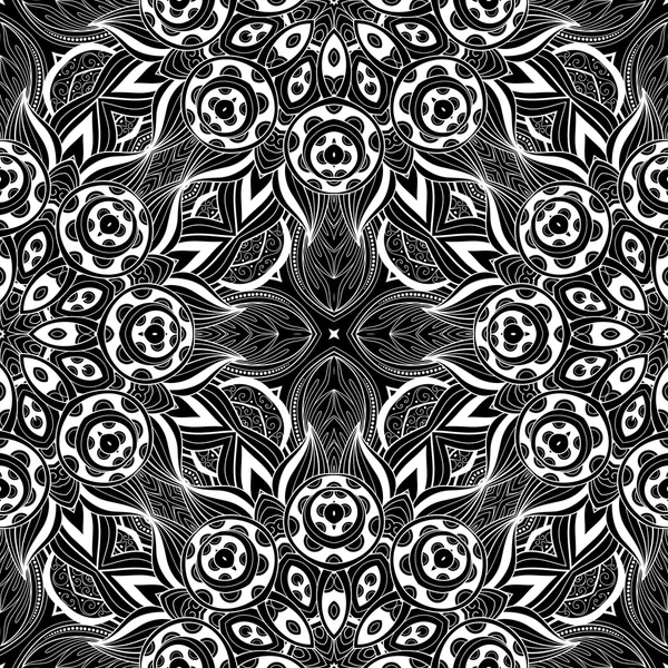 Patrón tribal blanco y negro abstracto — Vector de stock