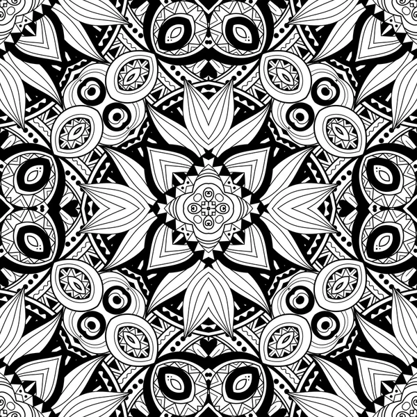 Patrón tribal blanco y negro abstracto — Vector de stock