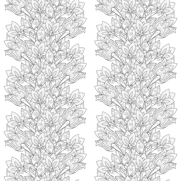 Seamless Monochrome Floral Pattern — Stock Vector