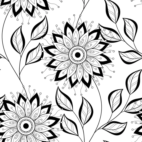 Modèle floral monochrome — Image vectorielle