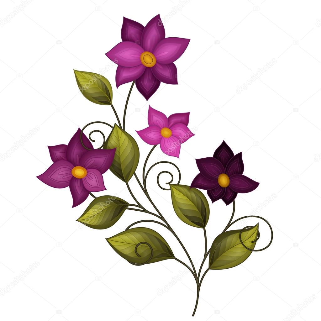 Bellissimi fiori di contorno colorati elemento di disegno floreale di vettore — Vettoriali di Krivoruchko