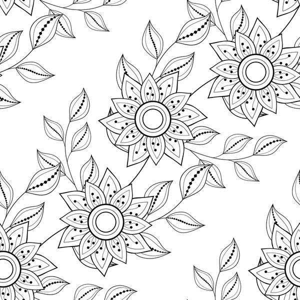 Seamless Monochrome Floral Pattern — Stock Vector