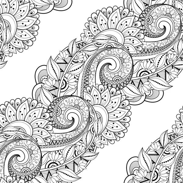 Patrón floral monocromo inconsútil — Vector de stock