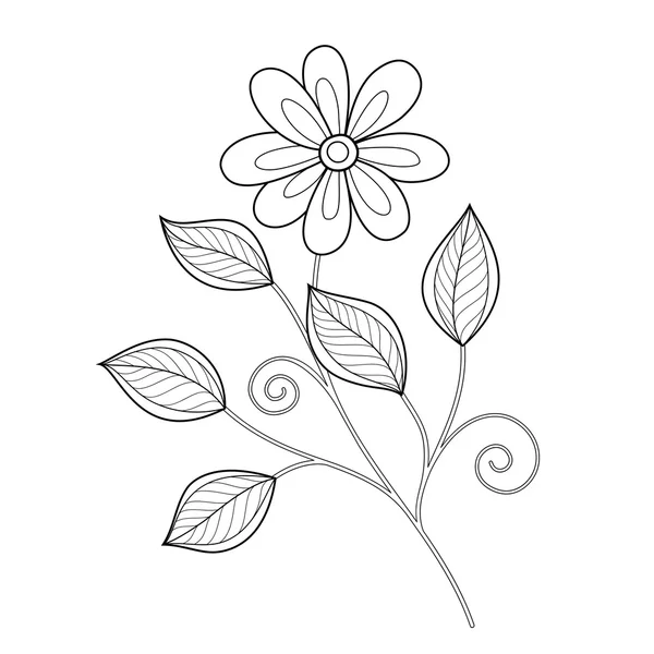 Monochrome Contour Flower — Stock Vector