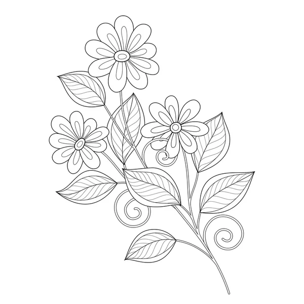 Fleurs de contour monochrome — Image vectorielle
