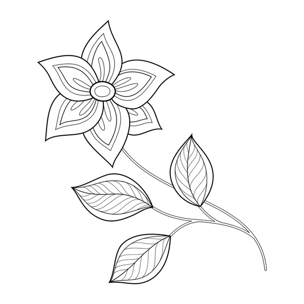 Fleur de contour monochrome — Image vectorielle