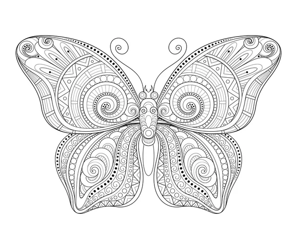 Mariposa decorativa adornada — Vector de stock