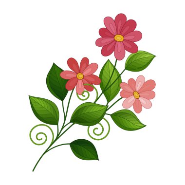 Güzel renkli kontur çiçekler