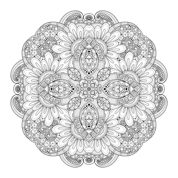 Dekorativní jednobarevné kontury Mandala — Stockový vektor