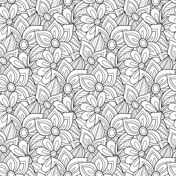 Απρόσκοπτη μονόχρωμη μοτίβο λουλουδιών — Διανυσματικό Αρχείο