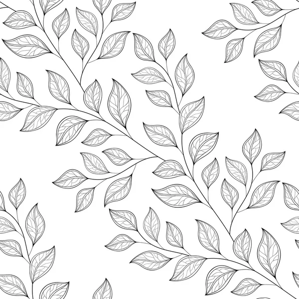 Patrón floral de contorno sin costura — Vector de stock