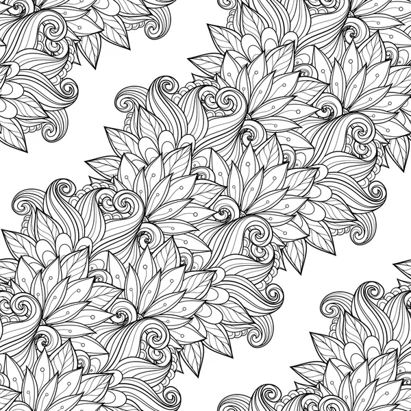 Patrón floral monocromo inconsútil — Vector de stock