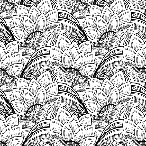 Motif floral monochrome sans couture — Image vectorielle