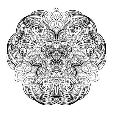 Deco tek renkli kontur Mandala