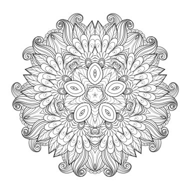 Deco tek renkli kontur Mandala