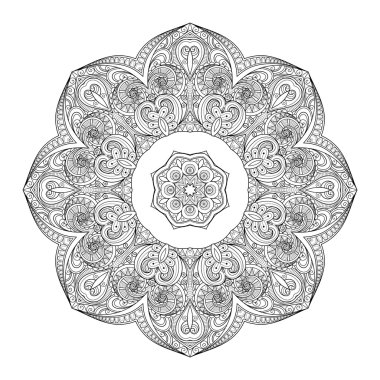 Deco tek renkli kontur Mandala