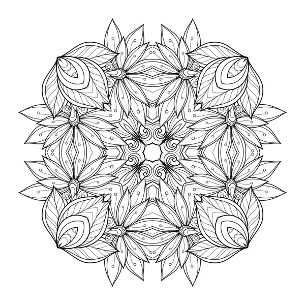 Deco Contorno monocromo Mandala — Archivo Imágenes Vectoriales