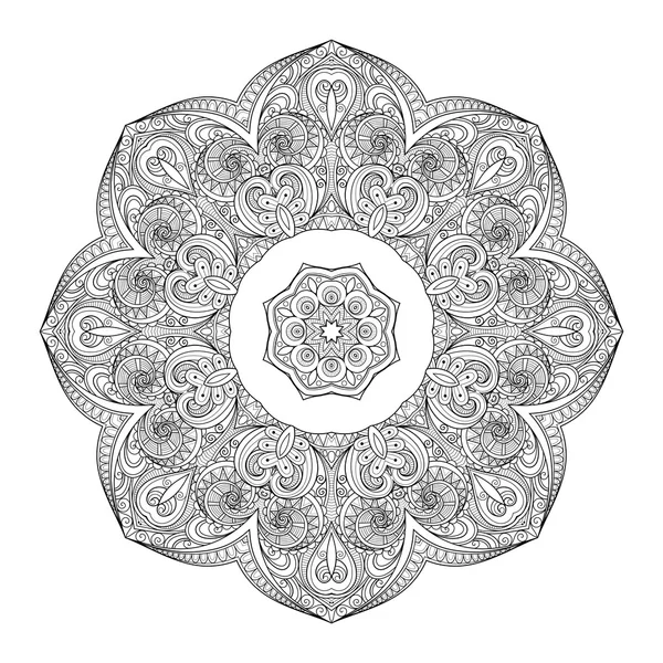 Deco Monochrome Contour Mandala — Stock Vector