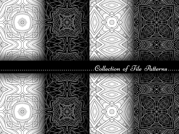 Black and White Seamless Vintage Patterns — Stock Vector