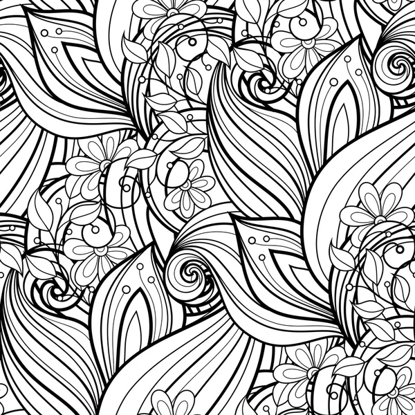 Бесшовный монохромный цветочный узор — стоковый вектор