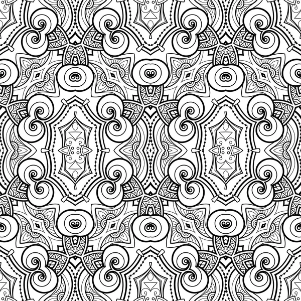 Seamless Monochrome Ornate Pattern — Stock Vector