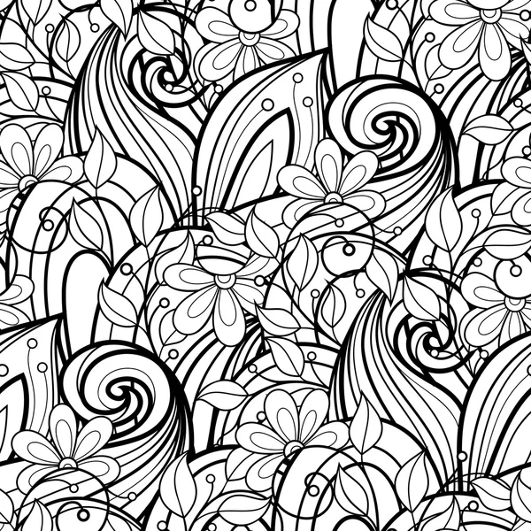 Seamless Monochrome Floral Pattern — Stock Vector