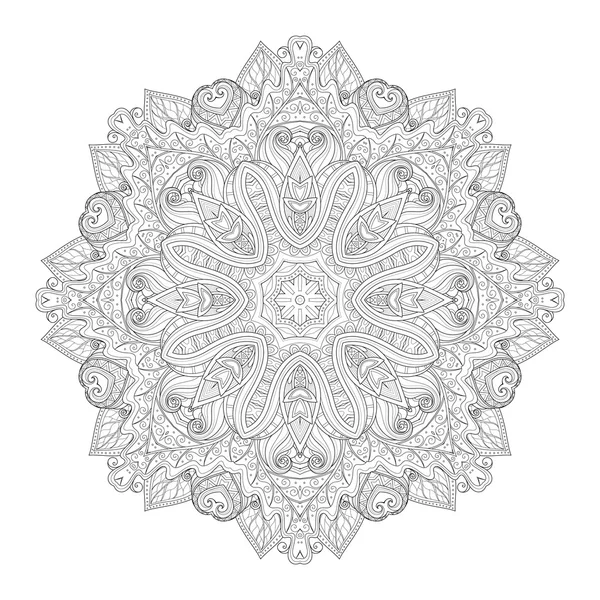 Deco Monocromático Contour Mandala — Vetor de Stock