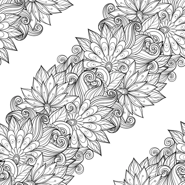 Motif floral monochrome sans couture — Image vectorielle