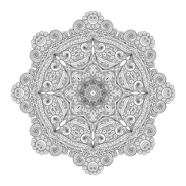 Deco Monocromático Contour Mandala — Vetor de Stock