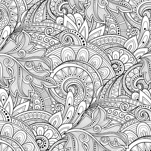 Patrón floral monocromo inconsútil — Vector de stock