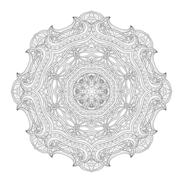 Dekorativní jednobarevné kontury Mandala — Stockový vektor