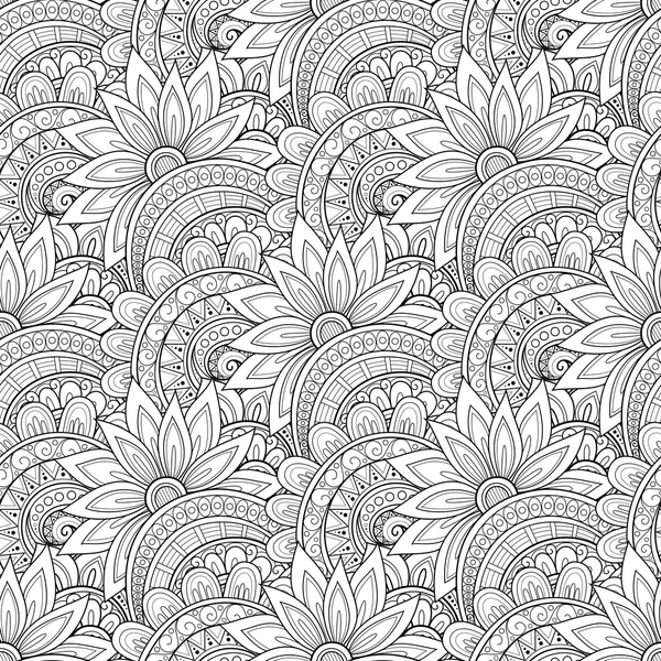 Naadloos Monochrome bloemenpatroon — Stockvector