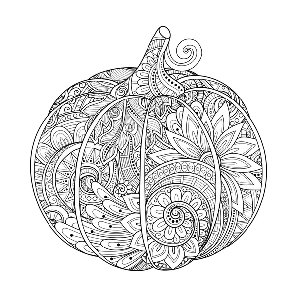 Monochrome Decorative Pumpkin with Pattern — Stock Vector