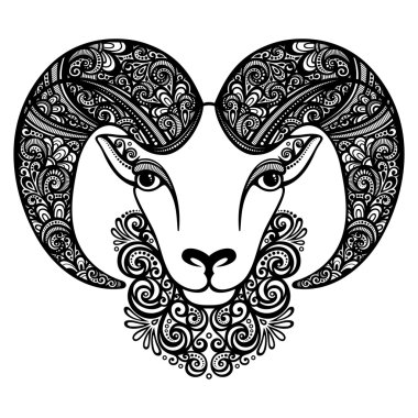 Dekoratif desenli boynuzları koyunla vektör