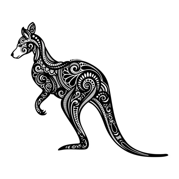 Kangourou décoratif. Conception à motifs — Image vectorielle