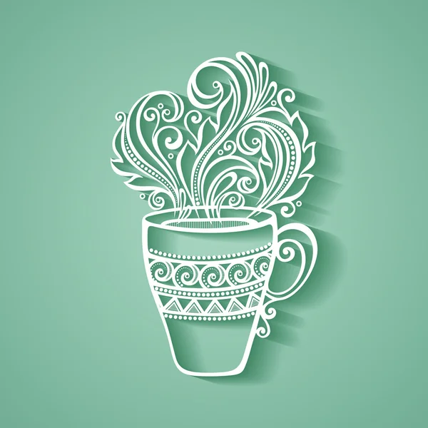 Dekoratif bardak çay buharla — Stok Vektör