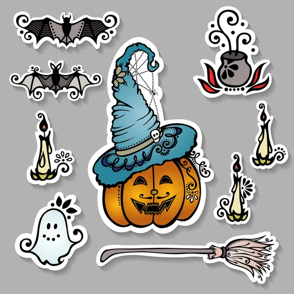 Set vettoriale di decorazioni ornate di Halloween — Vettoriale Stock