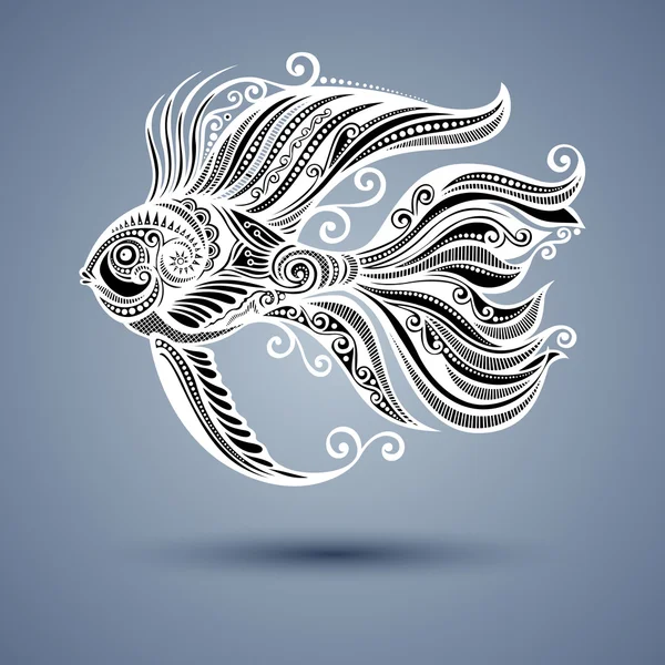 Abstrakt havsfisk. mönstrad design — Stock vektor